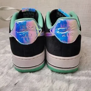 Nike Air Force 1 \'82 Black Velour Shoes Mens 8.5 Green Glow Shiny 498288-080 Nike Air Force 1 “Rope Laces Neon Green (Glow in the Dark  main image 4